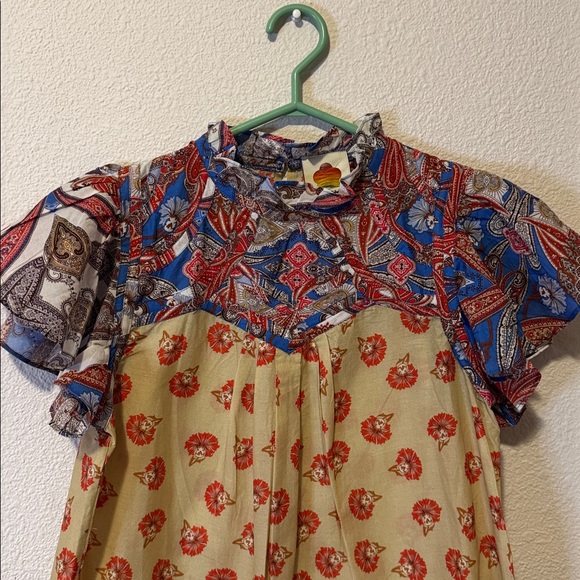 Anthropologie Farm Rio Ruffle-Sleeve Printed Blouse - Picture 4 of 7